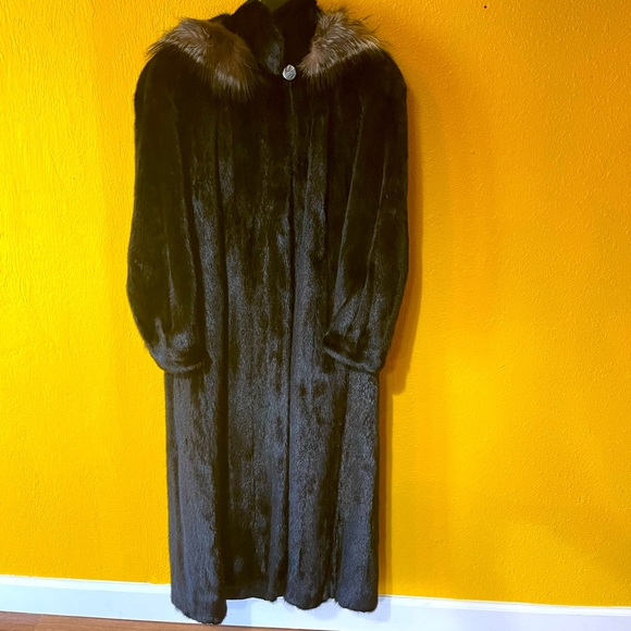 Adolfo Jackets & Blazers - Full length Mink coat Size 10-12 With removable fur lined hood.